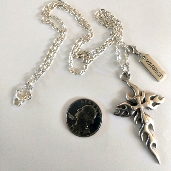 COPY - Handmade Warrior Cross Necklace on 24" Stainless Steel Chain - Picture 5 of 6